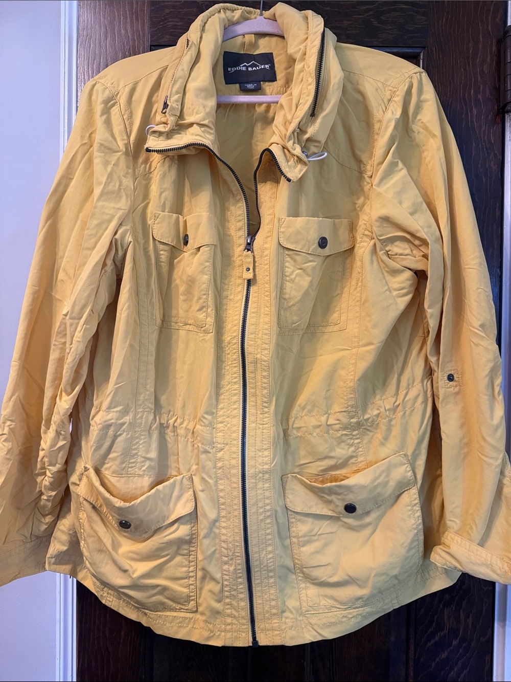 Eddie Bauer Bright Yellow Hooded Utility Jacket